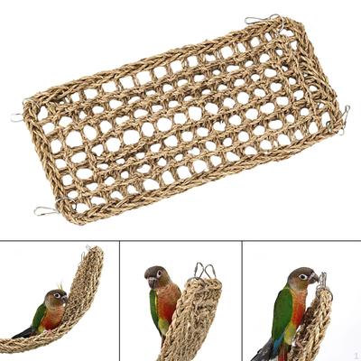 Bird Activity Center with Climbing Rope Ladder And Seagrass Mat for Macaws