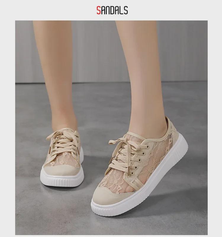 Chaussures de sport d'été blanches en maille creuse pour femmes, respirantes et polyvalentes, grande taille, 2024
