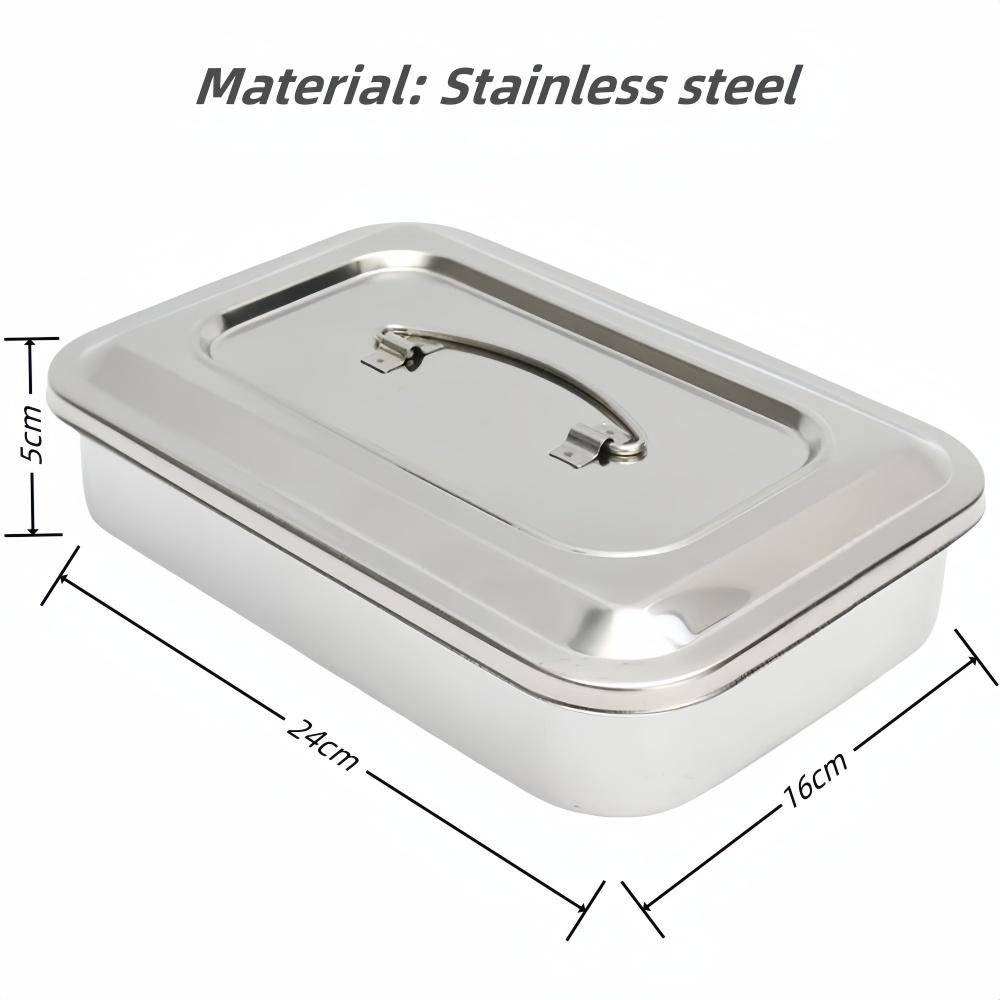 Dental Disinfection Box with Lid Stainless Steel Surgical Equipments Tools Sterilizer Container Lab Instrument Storage