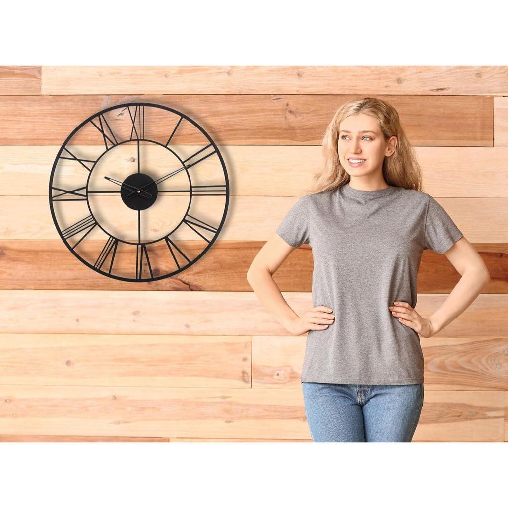 Wall Clock for Home, Office, Living Room, Bedroom and Kitchen | Big Size Stylish Latest Home Decor | (40 X 40 Cm) | Black Color (Battery Included)