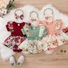 Summer Baby Girl Dress with Bowknot Striped Jumpsuit Cotton Dress for Newborn Floral Clothes Baby Crawling Clothes