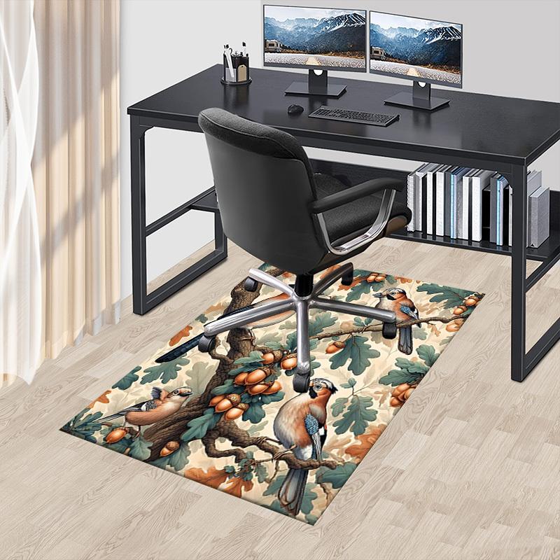 1PC Birds Acorns Non-Slip Floor Carpet Compatible for Office&Living Room&Bedroom&Dining room - Flat- Soft & Pattern, Vibrant Colors-W254