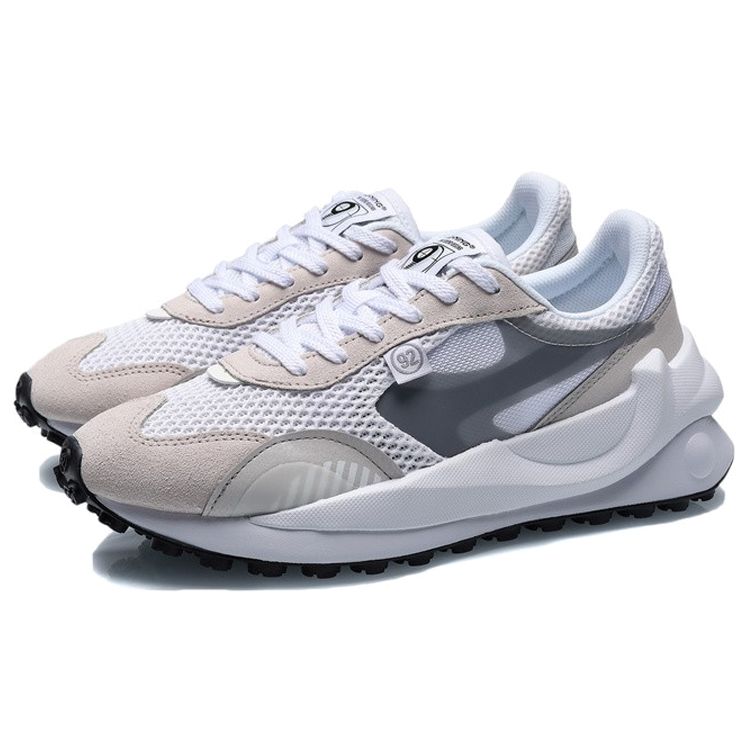 Li-Ning Comfortable Mesh Fabric Shock Absorbing Non-Slip Wear-Resistant Breathable Lightweight Low-Top Running Shoes Women Sneaker Snow-Gray AGCR034-1