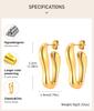 Irregular Geometric Hoop Earrings Stainless Steel Gold Plated Thick Abstract Hollow Lightweight Jewelry Non-Tarnish