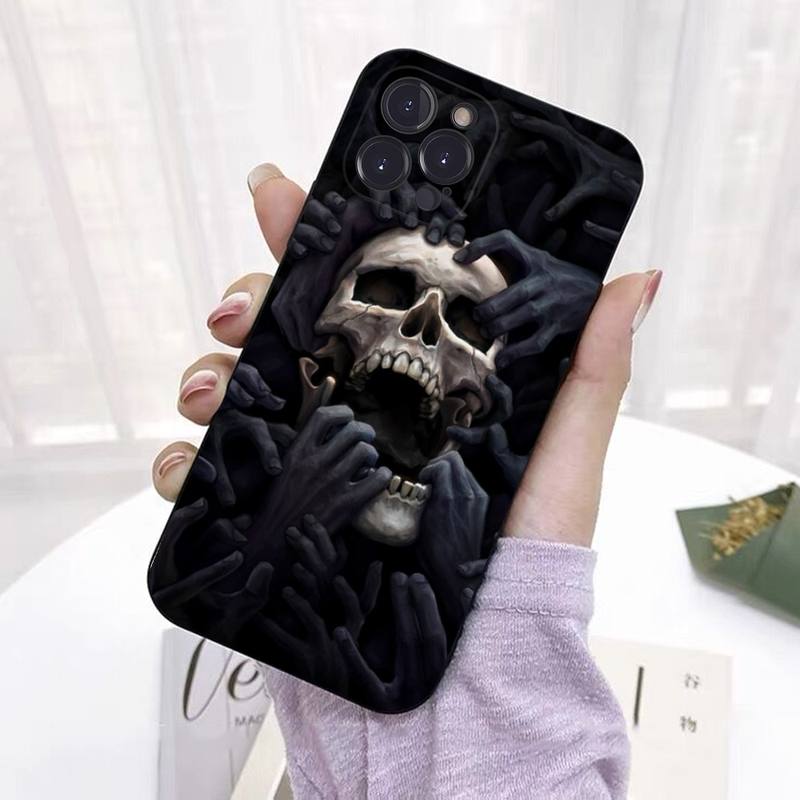 Capa de Celular Caveira de Terror Coque Para Iphone Xiaomi Mi Samsung Galaxy Redmi Note A S 11 12 13 14 15 22 23 24 5G Pro Plus Max Fe Ultra