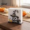 Desktop Storage Organizer Halloween Wooden Napkin Holder Ghost Pumpkin Decorative Tabletop Tissue Dispenser Seasonal Interior Accents Paper