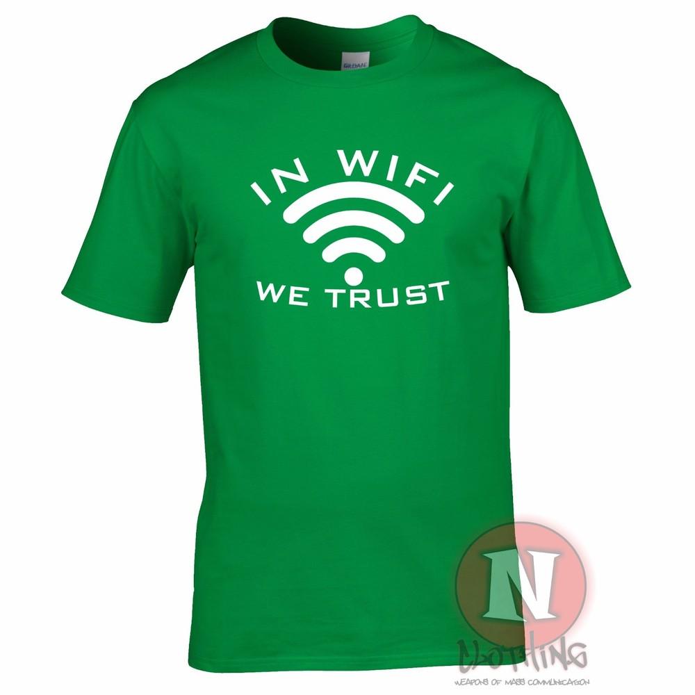 In Wifi We Trust Funny Geek Nerd Hipster TShirt Technology Mobile Phone Tee