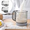 Hand Crank Flour Sieve Semi-Automatic One Hand Press Crank Sifter Plastic Sugar Powder Sieve Cup Practical Baking Tool for Home