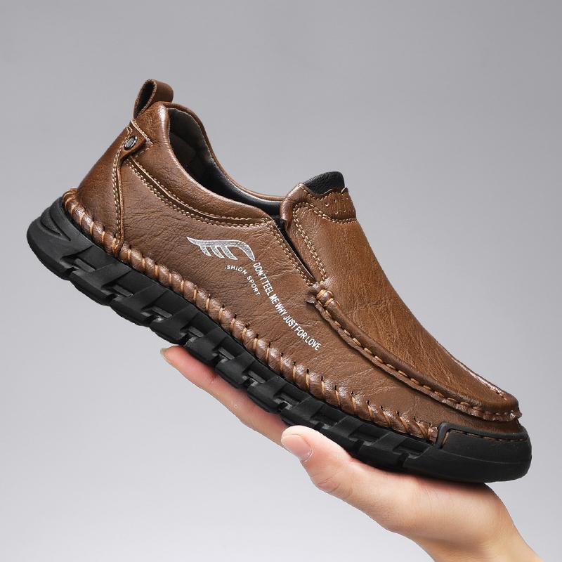 Echtes Leder Wanderschuhe Mode Bequeme Herren Casual Driving Schuhe Handgefertigte männliche Slip-on Flats Neue Atmungsaktive Halbschuhe