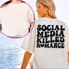 Media Społecznościowe Zabiły Romantyzm Koszulka Moda Letnia Męska Zabawna Koszulka z Napisem Unisex Wysokiej Jakości Bawełna Vintage Koszulki Topy