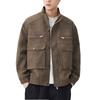New Autumn Maillard Work Leather Jacket for Men Loose Stand Collar Japanese Jacket