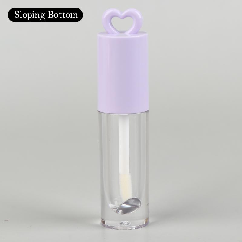 2.5ml Pink Heart-shaped Lip Enamel Tube With Keychain And Brush Rod Lip Gloss Tube Empty Bottle Lips Glaze Container Makeup Tool