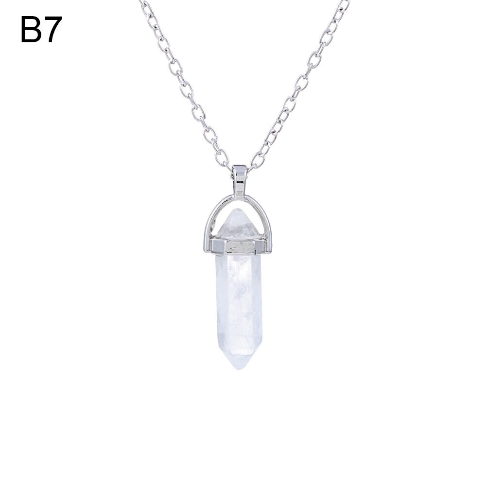 Chakra Point Pendulum Natural Crystal Necklace Quartz chain Stone Pendant Jewelry Accessories