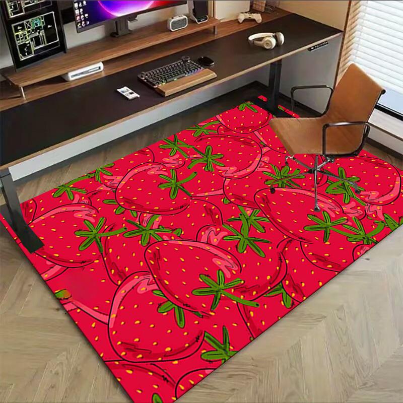 1PC Strawberry Pattern Extra Large Non Slip Floor Carpet, Office, Family, Studio   Large Area Rug Indoor Rugs, Bold Statement Piece