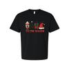 Unisex Christmas T Shirt With Festive Graphics Tis The Season Santa Hat Gift Box