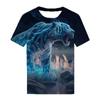 T-shirt Uomo con Stampa Tigre 3D Estate Maglietta Blu Rossa Abbigliamento Casual Girocollo Manica Corta Top Larghi Traspiranti Sportswear Camicie