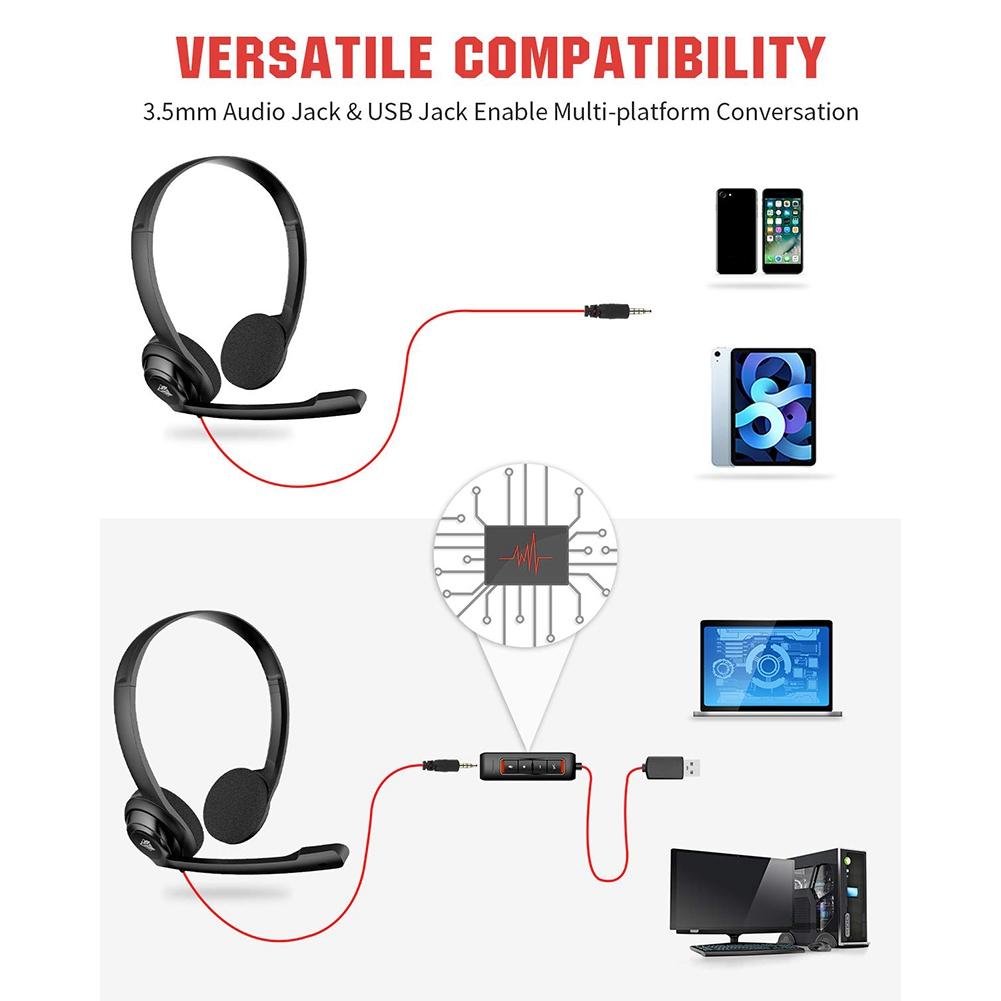 Casque USB Nubwo avec microphone antibruit pour ordinateur portable PS5, casque filaire supra-auriculaire pour centre d'appels de bureau pour Boom