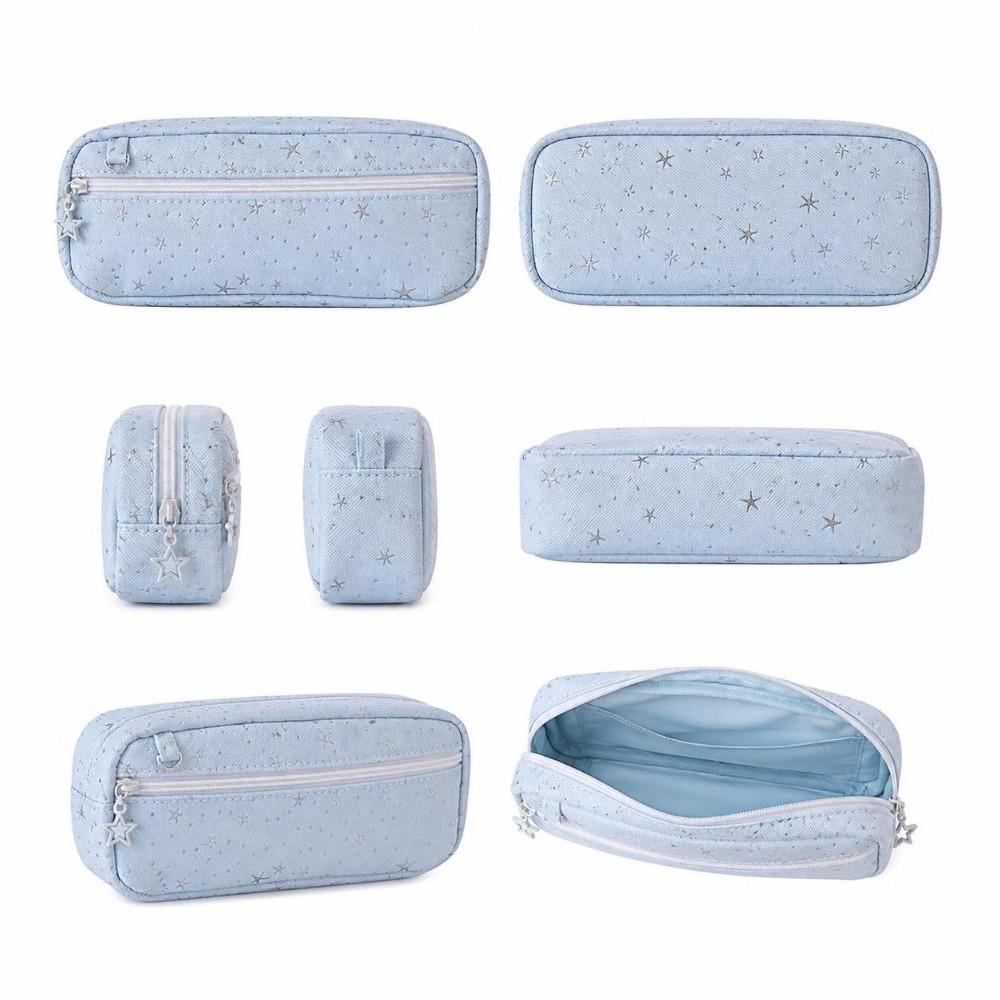 Star Print Pencil Case Large Capacity Desktop Stationery Organizer Pouch Stationery Storage Bag
