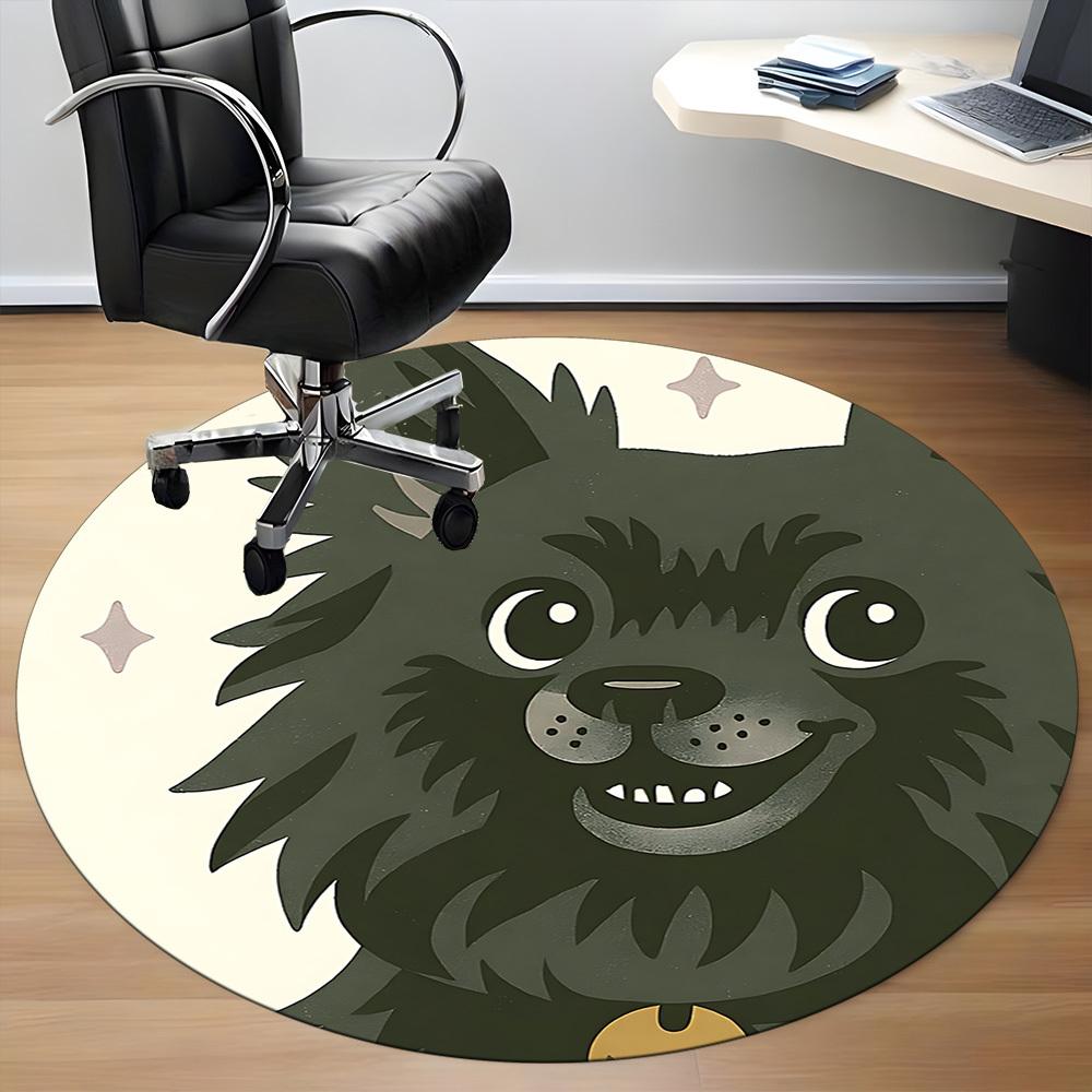 1PC Puppy Moon Office Round Area Rug,  Mat Suitable ForOffice, Under Office Chairs Bedroom Living Room Home Decor, Room Deco