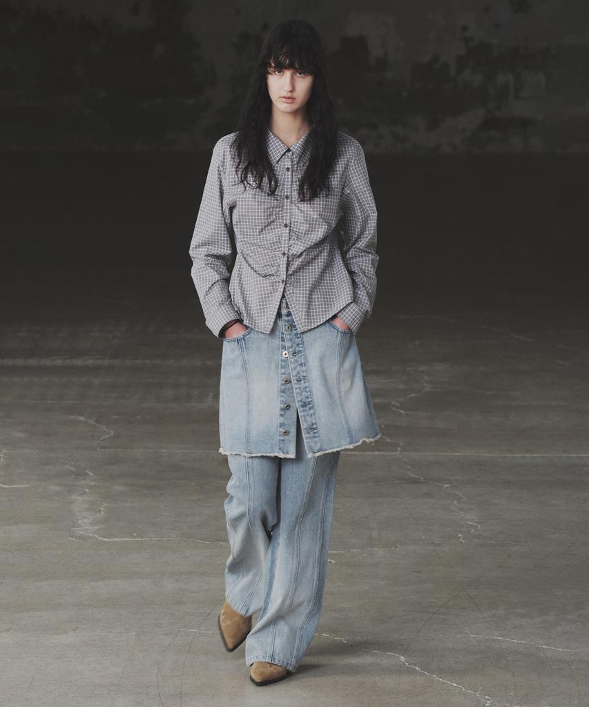 Insilence Woman Divide Denim Skirt Blue