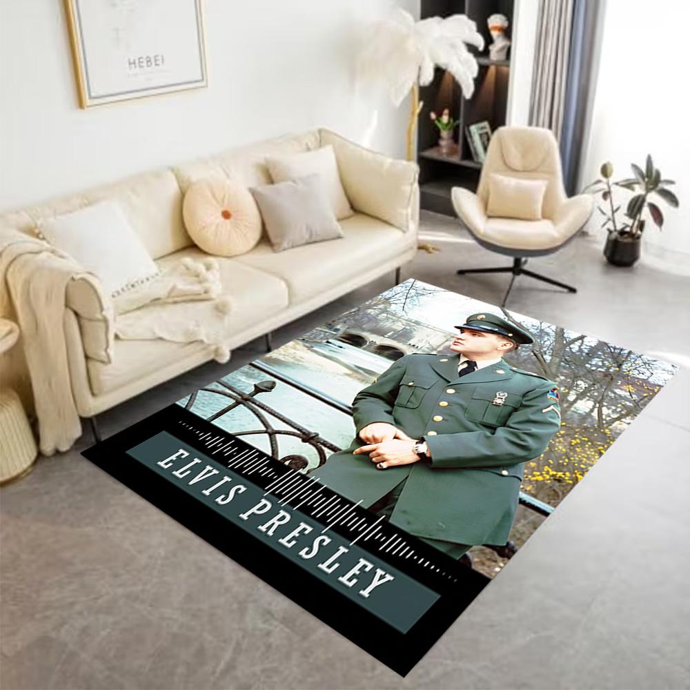 Elvis Presley Legende Bereichsteppich Perfekt für Arbeitszimmer Eingangsbereich Küche Balkon Rutschfester Teppich Anime Büro Dekoration Geburtstag/Weihnachtsgeschenk