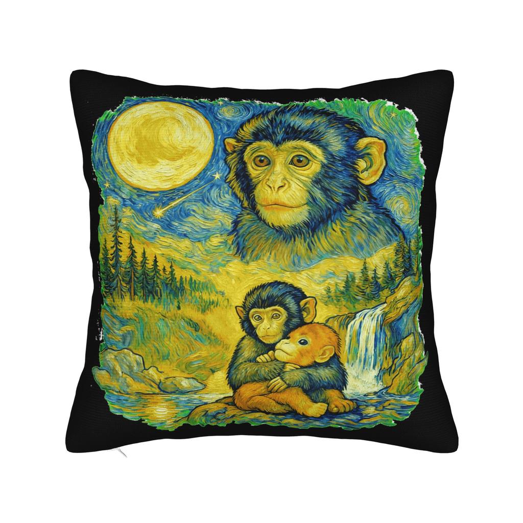 Team Punch Baby Monkey Punch Pillow Cover Novelty Pillow Case For Chair Sofa Home Decor Soft Cushion Cover Gift