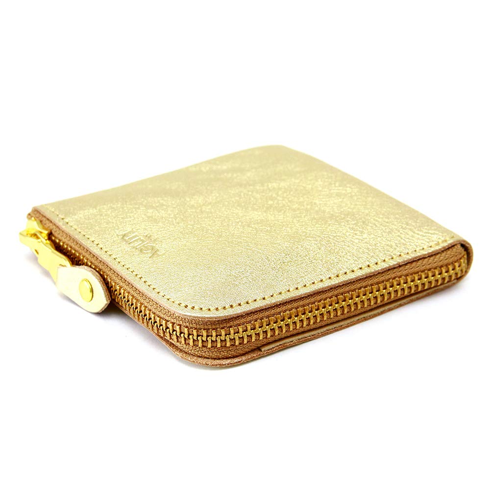 AGILITY affa "Quadratische Geldbörse" Half Wallet mit Münzfach, Kartenfach und Scheinfach aus Leder, Gold und Silber
