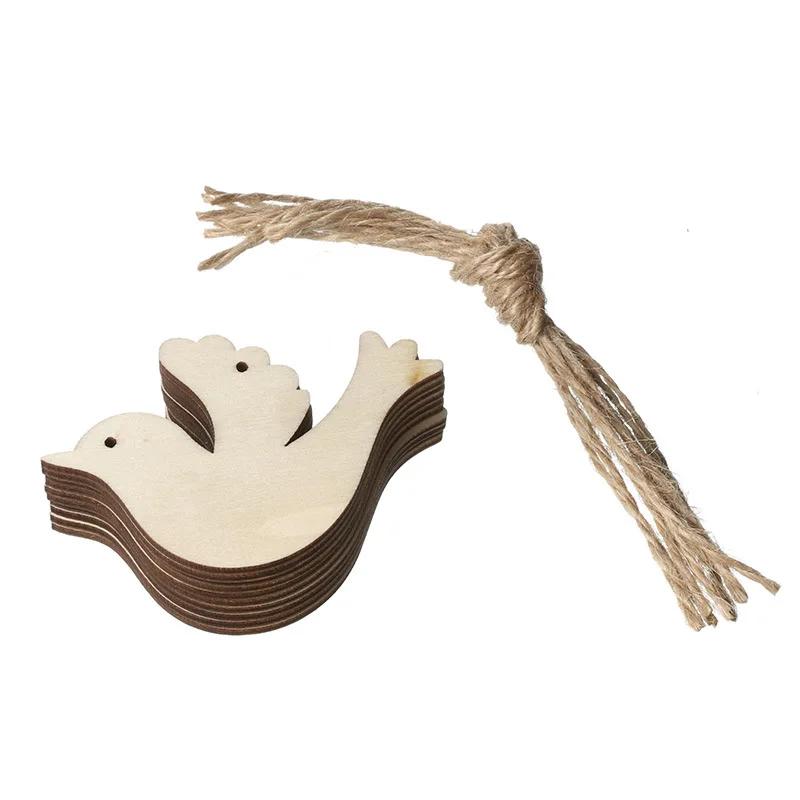 10Pcs Enfeites de Natal de Madeira Fatias de Madeira Inacabadas com Furos Pingentes de Madeira em Branco para Crianças Decoração de Árvore de Natal Artesanato DIY