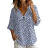 Women's V-Neck Short Sleeve T-Shirt, Vintage Floral Print Loose Fit Casual Cotton-Linen Top