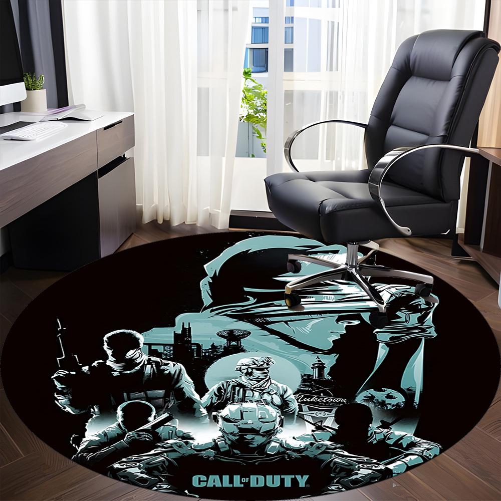1PC Call of Duty Office Round Rug, Non-slip, Soft and Durable Office Rug for Interior Decoration, Perfect for Office, Beautiful Decoration