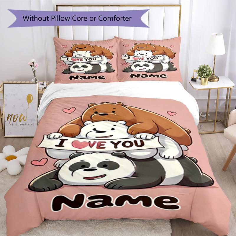 Warner Bros. Lucrări (67) Set de așternut personalizat cu numele tău Huse de pilotă respirabile cu fețe de pernă Decorare casă Cadou de ziua de naștere