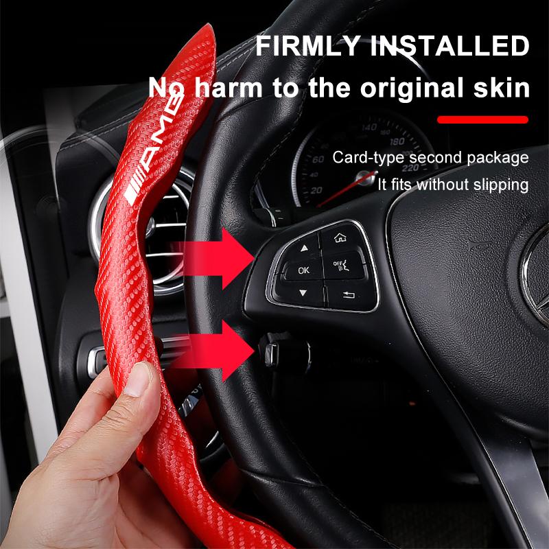 Halkskyddande Kolfiber Bil Rattkåpa Styling För Mercedes-Benz AMG C500 C200 C300 A B C E GLA CLA GLK GL ML GLE