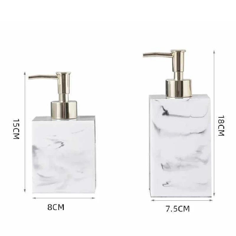 Quadratischer Seifenspender aus Marmor, kreative quadratische Emulsionsflasche aus Kunstharz, Badezimmer-Accessoires, Emulsionsflasche, Badezimmer-Dekoration