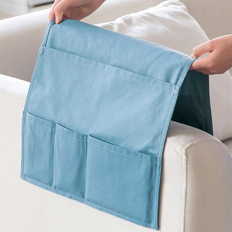 Sofa Organizer Canvas Bedside Storage Organizer Anti-slip Bedside Bag Arm Rest Remote Control Holder Pockets for Couch