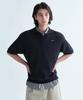 Small Authentic Open Collar Half Knit Dark Navy