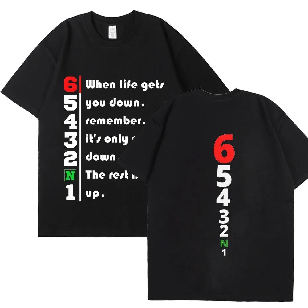 Men Funny TShirt 1N23456 Manual Transmission Double Sided Print Graphic Tees Fashion Short Sleeve Tops Male Hip Hop Streetwear