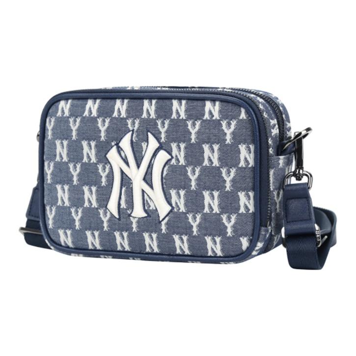 MLB Monogram Series Vintage All Over Print NY Yankees Camera Bag Unisex Shoulder Bag Navy-Blue 32BGDM011-50N