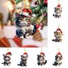 Pendentif de chat de Noël en acrylique, chapeau de Père Noël, décoration à suspendre pour chat de dessin animé, porte-clés, pendentif chaton, décoration d'arbre de Noël, cadeau pour les amoureux des chats