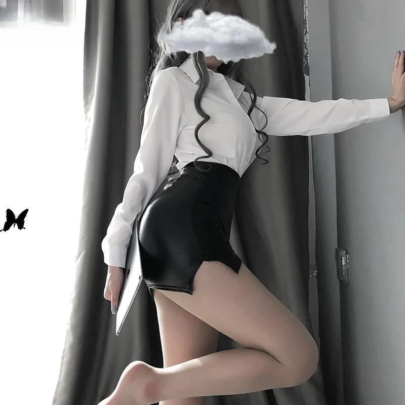 Faldas cortas de cuero sexis de cintura alta de talla grande elásticas para mujer, ropa de discoteca, minifalda de tubo ajustada a la cadera larga negra y roja