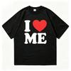 New Breathable Cotton Oversized TShirt I Love Me Red Heart Graphic Comfort Casual Unisex Street Short Sleeve Tee