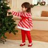 Girls Christmas Long Sleeve Top and Flare Pants Set for Holiday Party Wear