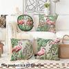 Green Plant Flamingo Pattern Double-sided Printed Pillow Cover Short Plush Suitable Living Rooms Bedrooms Throw Cushion Cover