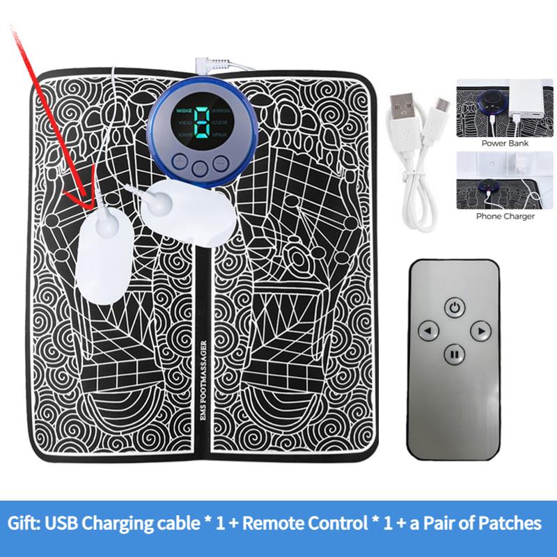 Foot Massage Mat USB Charge LED Digital Display 19 Modes 8 Gears EMS Electric Foot Acupoint Massager Muscle Relieve Cushion