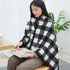 140*100cm Warm Flannel Blanket Shawl Plush Wearable Scarf Women Casual Stripe Warm Shawl Travel