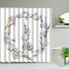Rideaux Hower de Textile Aquarelle Fleur de Cactus Plantes Tropicales Motif Succulentes Colorées Ensemble Rideau de Douche de Salle de Bain
