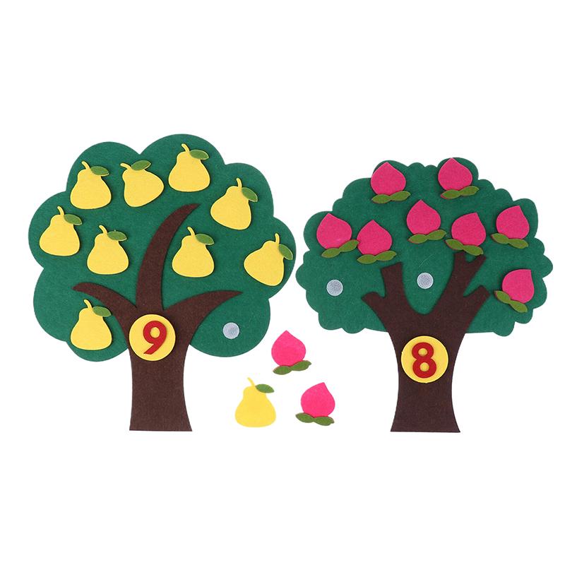 1 Set Kindergarten Color Number Fruit Cognitive Teaching Aids Available Fruit Tree Puzzle Felt Children Early Education Toys