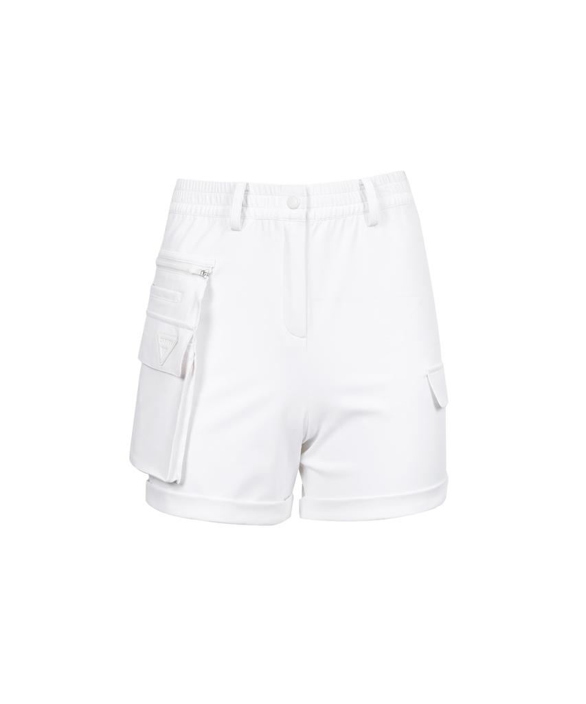 CREVE9 Multi-Pocket Point Anorak Shorts Wh