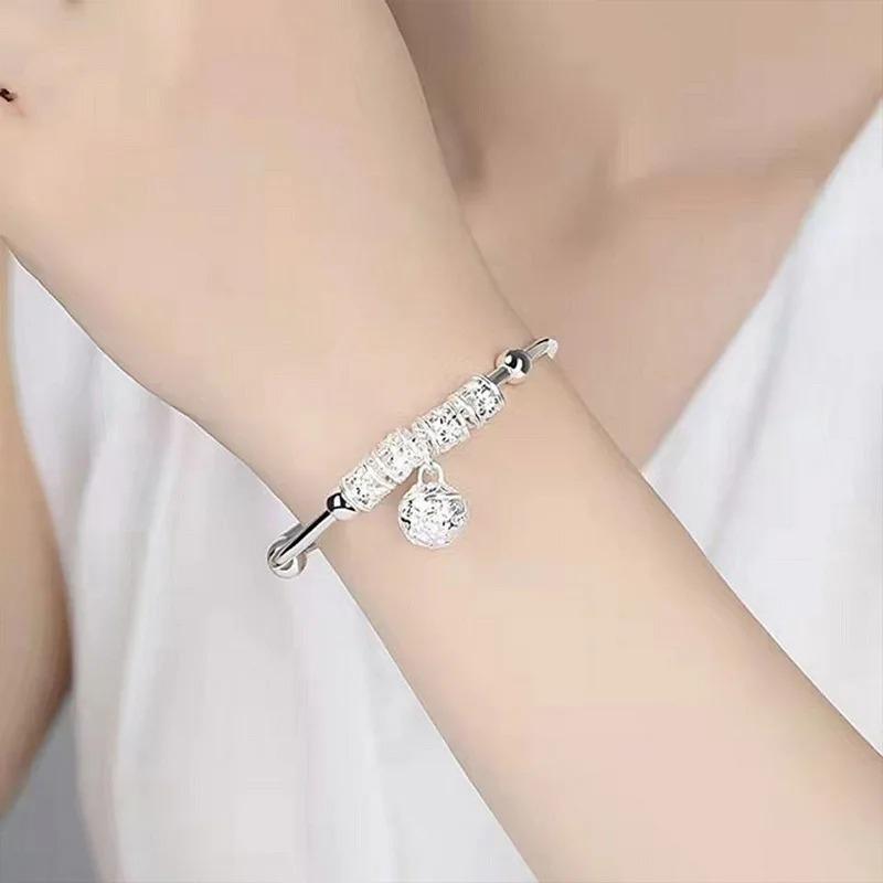 Bracelets en argent Sterling 925 avec cloches creuses et boules réglables, cadeaux de vacances à la mode, bijoux de fête de mariage