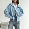 Women's Cardigan Sweater with Notched Collar, Oversized Loose Fit Color Knit Sweater for Fall Winter
