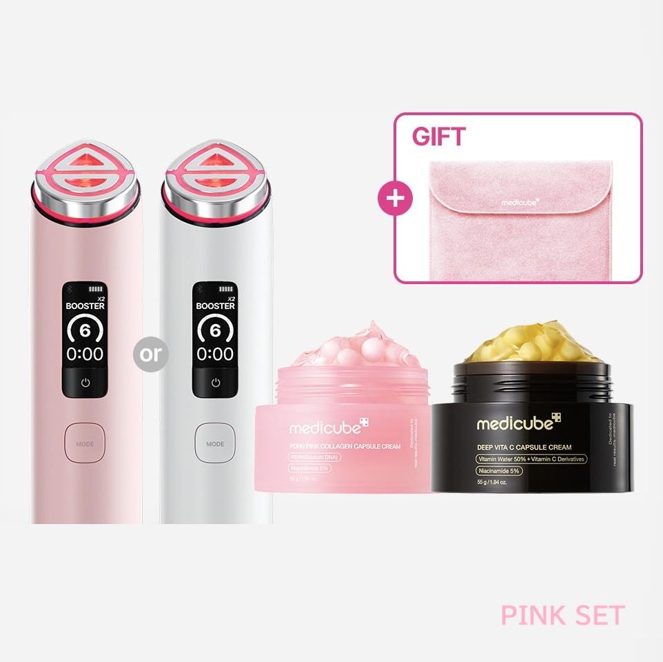 Medicube Booster Pro X2 (Pink/White) + Cream & Capsules
